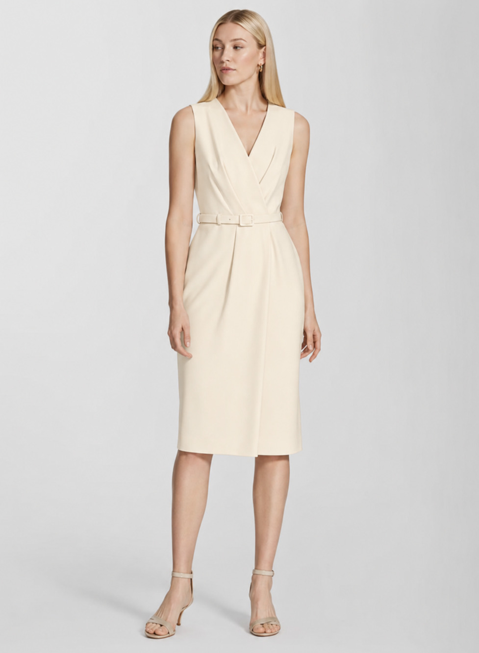 NEW Lafayette 148 Sheath Dress Womens Sz 6 Cloud Off White Wool Blend